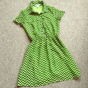 Neon green and black zigzag dress